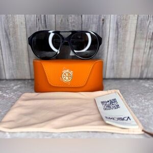 Tory Burch Black Aviator Sunglasses